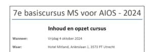 7e basiscursus MS voor aios